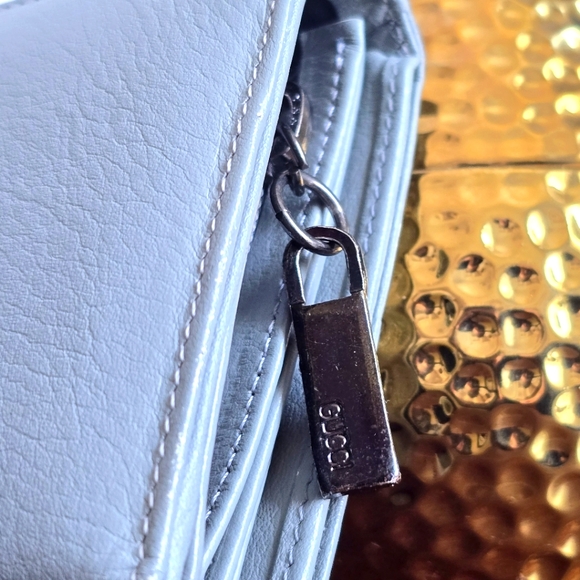 Gucci Leather Continental Flap Gray Wallet Rectangular "G" Signature Gucci Clasp - Picture 6 of 16